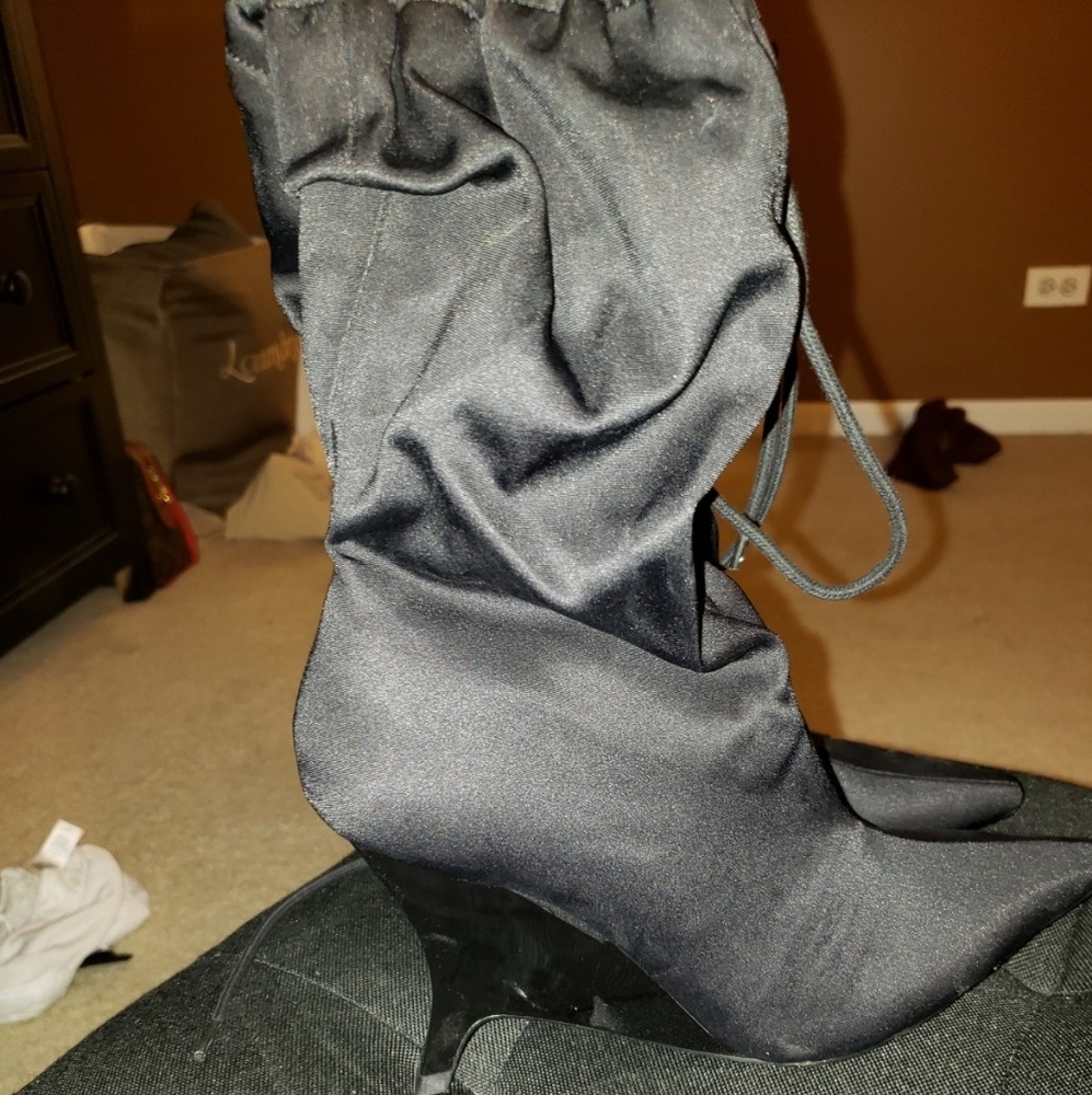 Zara mid calf scrunchie wedge bootie